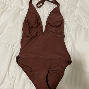 CUPSHE Brown Halter One-Piece Swimsuit